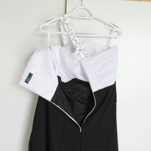 Grace Karin B&W Long Gown Rhinestones One Strap NYE Size 12 - Picture 8 of 10